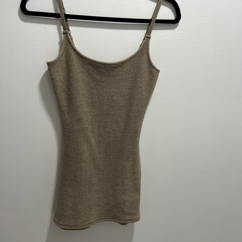 Skims Kim Kardashian Soft Mini Sleeveless XS Beige Dress